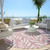 8' Blush And Ivory Round Floral Washable Indoor Outdoor Area Rug