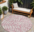 8' Blush And Ivory Round Floral Washable Indoor Outdoor Area Rug - Blush, Ivory