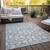 10' X 14' White Gray And Silver Geometric Washable Indoor Outdoor Area Rug