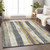 10' X 14' Gold And Gray Striped Washable Indoor Outdoor Area Rug - Gold, Gray