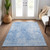 9' X 12' Denim Blue And Ivory Abstract Washable Indoor Outdoor Area Rug - Denim Blue, Ivory