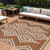 10' X 14' Terra Cotta And Ivory Geometric Washable Indoor Outdoor Area Rug - Terra Cotta, Ivory