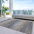 9' X 12' Pewter Striped Washable Indoor Outdoor Area Rug