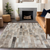 9' X 12' Taupe And Gray Striped Washable Indoor Outdoor Area Rug