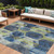 10' X 14' Navy Blue Gold And Silver Geometric Washable Indoor Outdoor Area Rug