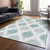 10' X 14' Aqua Teal Blue And Ivory Ikat Washable Indoor Outdoor Area Rug