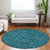 8' Round Teal Round Floral Medallion Washable Non Skid Indoor Outdoor Area Rug