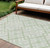 9' X 12' Mint Green And Ivory Geometric Washable Indoor Outdoor Area Rug