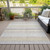 9' X 12' Ivory And Beige Striped Washable Indoor Outdoor Area Rug - Ivory, Beige