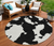 8' Black And Ivory Round Abstract Washable Indoor Outdoor Area Rug