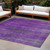 9' X 12' Purple Striped Washable Non Skid Indoor Outdoor Area Rug Transitional Style - Purple Color