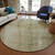 8' Taupe Beige And Chocolate Round Abstract Washable Indoor Outdoor Area Rug
