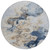8' Denim Blue And Beige Round Abstract Washable Indoor Outdoor Area Rug - Denim Blue, Beige