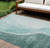 10' X 14' Teal Blue Aqua And Mint Green Abstract Washable Indoor Outdoor Area Rug