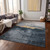 8' X 10' Blue Gray And Gold Abstract Washable Indoor Outdoor Area Rug