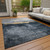 8' X 10' Blue Gray And Gold Abstract Washable Indoor Outdoor Area Rug
