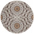 8' Chocolate Ivory And Taupe Round Floral Medallion Washable Indoor Outdoor Area Rug