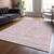 9' X 12' Blush Pink And Beige Striped Washable Indoor Outdoor Area Rug