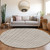 8' Taupe And Gray Round Geometric Washable Indoor Outdoor Area Rug