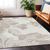 9' X 12' Ivory Beige And Taupe Floral Washable Indoor Outdoor Area Rug