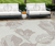 9' X 12' Ivory Beige And Taupe Floral Washable Indoor Outdoor Area Rug