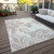 9' X 12' Ivory Beige And Taupe Floral Washable Indoor Outdoor Area Rug - Ivory, Beige, Taupe