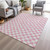 9' X 12' Pink And Ivory Geometric Washable Indoor Outdoor Area Rug - Pink, Ivory