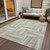 9' X 12' Ivory Beige And Gray Geometric Washable Indoor Outdoor Area Rug