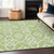 10' X 14' Artichoke Green And Ivory Trellis Washable Indoor Outdoor Area Rug
