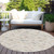 8' Linen And Gray Round Geometric Washable Indoor Outdoor Area Rug
