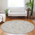 8' Linen And Gray Round Geometric Washable Indoor Outdoor Area Rug