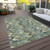 10' X 14' Sage And Artichoke Green Abstract Washable Indoor Outdoor Area Rug