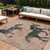 10' X 14' Rust And Charcoal Horse Washable Indoor Outdoor Area Rug
