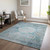 8' X 10' Teal Blue Aqua And Gray Oriental Washable Indoor Outdoor Area Rug