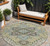8' Beige Green And Brown Round Oriental Washable Indoor Outdoor Area Rug
