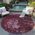 8' Merlot Blush And Gray Round Abstract Washable Indoor Outdoor Area Rug