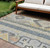 10' X 14' Silver Beige And Gold Aztec Washable Indoor Outdoor Area Rug