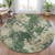 8' Fern Green And Beige Round Abstract Washable Indoor Outdoor Area Rug - Fern Green, Beige