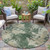 8' Fern Green And Beige Round Abstract Washable Indoor Outdoor Area Rug - Fern Green, Beige