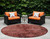 8' Round Merlot Round Abstract Washable Non Skid Indoor Outdoor Area Rug - Merlot