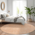 8' Peach And Ivory Round Floral Washable Indoor Outdoor Area Rug