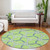 8' Lime Green And Blue Round Geometric Washable Indoor Outdoor Area Rug
