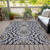 8' X 10' Black Ivory And Gray Floral Medallion Washable Indoor Outdoor Area Rug