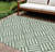 9' X 12' Green And Ivory Geometric Washable Indoor Outdoor Area Rug