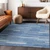 9' X 12' Sky Blue Gray And Ivory Striped Washable Indoor Outdoor Area Rug