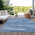 9' X 12' Sky Blue Gray And Ivory Striped Washable Indoor Outdoor Area Rug