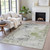 8' X 10' Linen Fern Green And Beige Abstract Washable Indoor Outdoor Area Rug