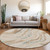8' Beige Teal Blue And Ivory Round Abstract Washable Indoor Outdoor Area Rug