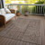 9' X 12' Brown And Ivory Geometric Washable Indoor Outdoor Area Rug Transitional Style - Brown, Ivory Color