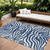 9' X 12' Navy Blue And Ivory Animal Print Washable Indoor Outdoor Area Rug